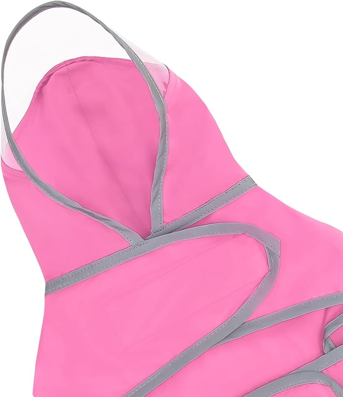HDE Dog Raincoat with Clear Hood Rain Jacket Poncho for Small Medium Large Dogs Pink - XL