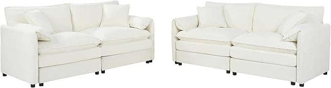 Chenille Sofa Set for Living Room, 2 Pieces Modern Deep Seat Oversized 3-Seater Cloud Couch for Bedroom, Office, Apartment, Furniture Set