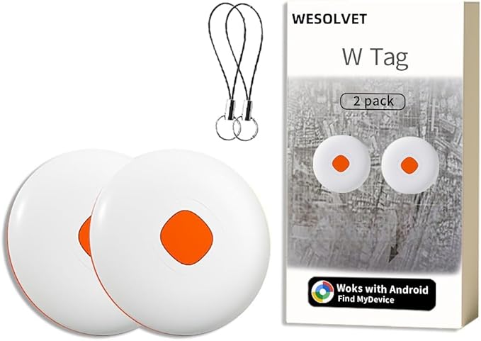 Android Mini Air Tracker Smart localizador Locator Tags-2 Pack Works with Google Find My Device for Keys Dog Kids Car Auto Elderly Luggage Vehicle Motorcycle Tracking Worldwide Waterproof Not GPS