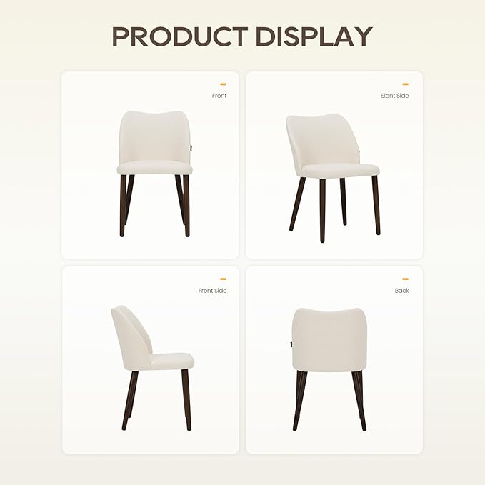 Wooden Dining Chairs Set of 2, Upholstered Kitchen Dining Room Chair, Modern Fabric Farmhouse Dinner Chair for Restaurant & Cafe, Beige