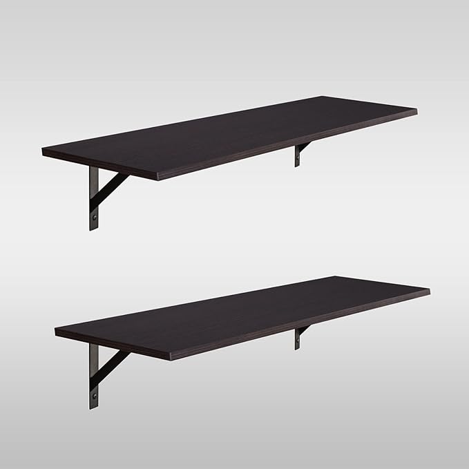 DINZI LVJ Long Wall Shelves, 39.4Inch Wall Mounted Shelves Set of 2, Extra Large Wall Storage Ledges with Sturdy Metal Brackets for Living Room, Bathroom, Bedroom, Kitchen, Espresso