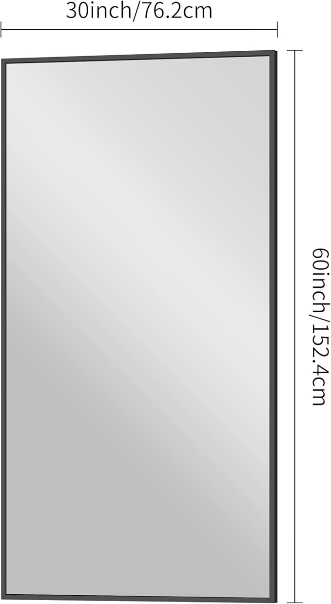 BONEWEI Bathroom Mirror,30x60 inch Large Wall Mirror for Bathroom Wall Mounted Black Rectangle Corner Mirrors,Black Bathroom Mirror for Living Room,Farmhouse,Bedroom Entryway,Horizontal/Vertical