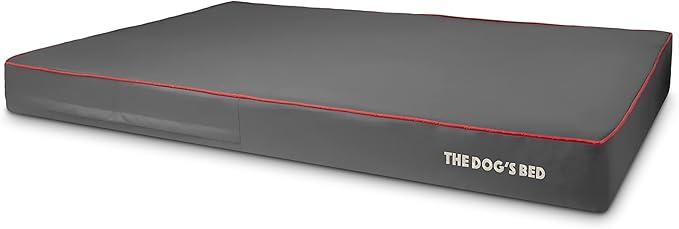 The Dog’s Bed Orthopedic Memory Foam Dog Bed, XXXL Grey/Red 64x44, Pain Relief for Arthritis, Hip & Elbow Dysplasia, Post Surgery, Lameness, Supportive, Calming, Waterproof Washable Cover