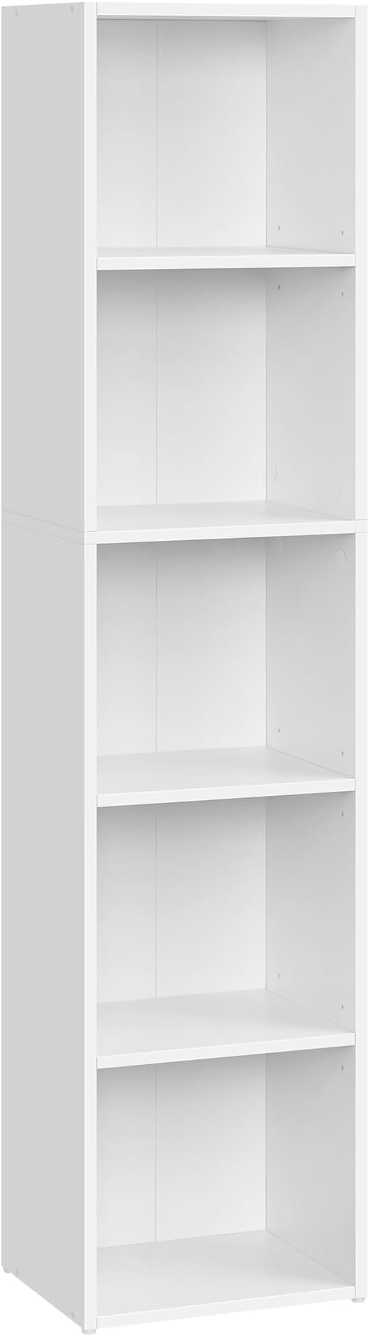 VASAGLE Custos Collection - Bookshelf, 5-Tier Bookcase, Book Shelf, Open Storage Shelf, 9.4 x 11.9 x 52.8 Inches, for Living Room, Home Office, Dinning Room, Cloud White ULBC419W01