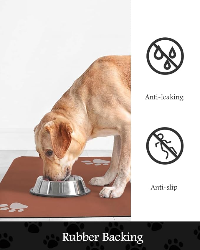 Pet Feeding Mat-Absorbent Dog Mat for Food and Water Bowl-No Stains Quick Dry Water Dispenser Mat-Dog Accessories Pet Supplies-Bowl for Messy Drinkers(Orange,16"x24"