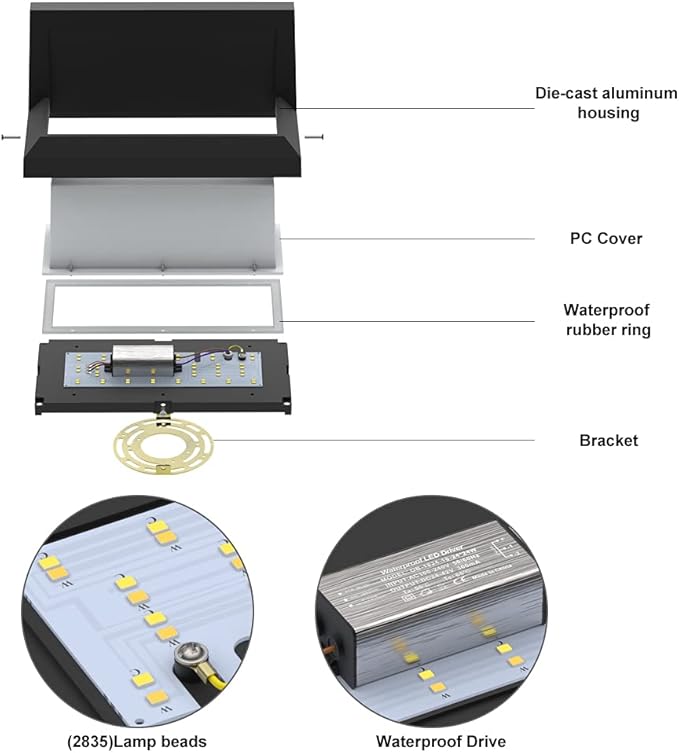 Sytmhoe Exterior Light Fixture,2Packs Outdoor Wall Light Fixture,LED Wall Sconce 3-Color-Changeable Wall Mounted Lamps,Matte Black Porch&Patio Light Outdoor,IP65 Waterproof for Hallway Stairs Gardens