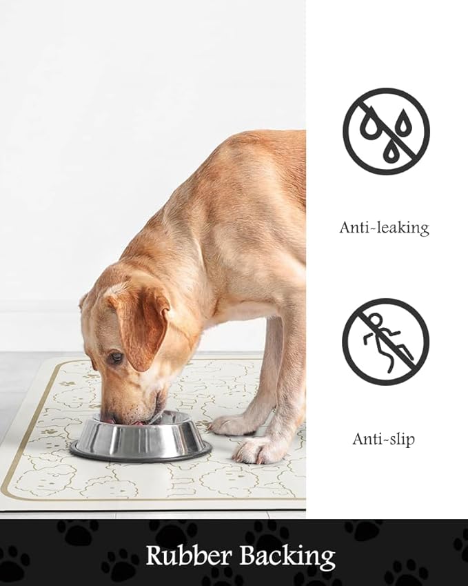Pet Feeding Mat-Absorbent Dog Mat for Food and Water Bowl-No Stains Quick Dry Water Dispenser Mat-Dog Accessories Pet Supplies-Bowl for Messy Drinkers(FRAMEDOGS,17"x28"