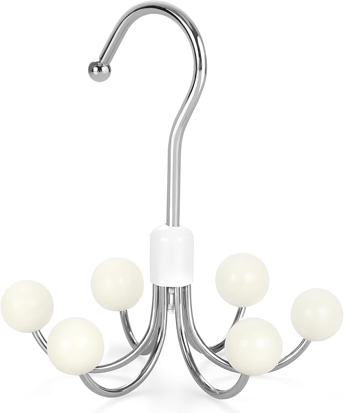 TOPIA HANGER Hoodie Hangers with 6 Wood Balls, 360°Swivel Purse Hanger, Scarf Hanger, Closet Hooks, Handbag Organizer, Bra Hanger, Accessory Organizers for Scarf, Tanktop, Hat, Hoodie CT56W