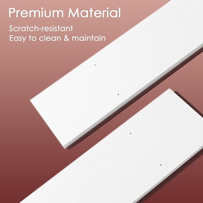 DINZI LVJ Long Wall Shelves, 47.3" Wall Mounted Shelves Set of 4, Large Floating Shelves with Metal Brackets, for Living Room, Bathroom, Bedroom, Kitchen, White and Gold