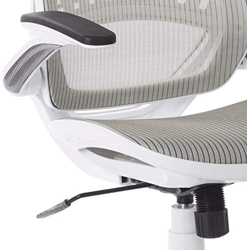 Office Star Ventilated Manager's Office Desk Chair with Breathable Mesh Seat and Back, White Base, White
