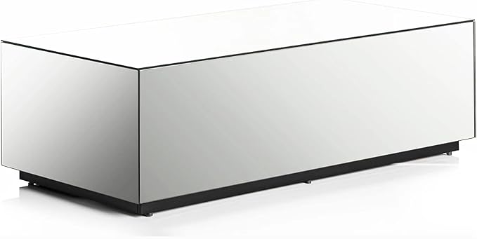 SONOROUS Premium Tempered Glass Coffee Table - Modern Mirror Rectangular Coffee Tables for Living Room - High Gloss Fingerprint Resistant Mid Century Design - Stylish Living Room Furniture & Dรฉcor