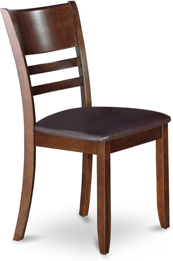 East West Furniture LYC-ESP-LC Lynfield Dining Chairs - Faux Leather Upholstered Wooden Chairs, Set of 2, Espresso