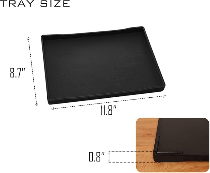 Black Serving Tray (11.8 x 8.7 inch) for Serving Accessory, Spa, Coffee, Drinks, Tea, Bar, Party, Seasoning, Perfume and Display Use.