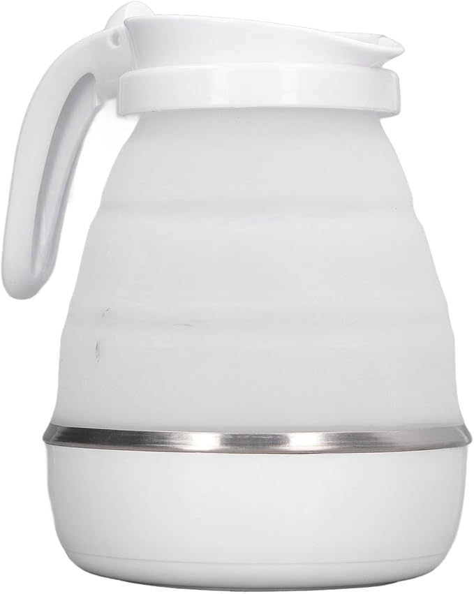 Folding Electric Kettle, US Plug 110V 400W Collapsible Hot Water Kettle with Detachable Power Cord for Desktop (White)