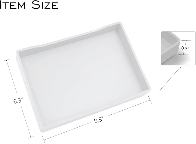 Small White Serving Tray (8.5 x 6.3 inch) for Serving Accessory, Spa, Coffee, Drinks, Wine, Tea, Bar, Party, Seasoning, Perfume or Display Use.