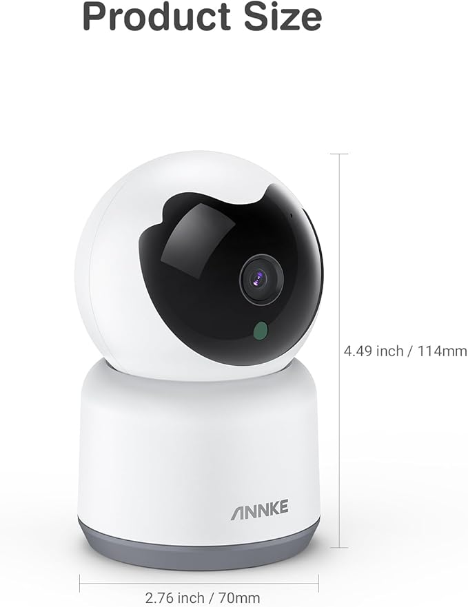 ANNKE 2K Pet Camera Indoor with Phone App, 360°Pan/Tilt WiFi Camera with Human Motion Detection, 2-Way Audio, Night Vision, Cloud/SD Storage, Baby Camera Monitor for Home Security, 2.4Ghz WiFi Only