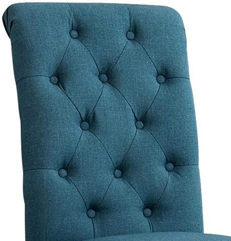 Roundhill Furniture Habit Solid Wood Tufted Parsons Dining Chair (Set of 2), Blue