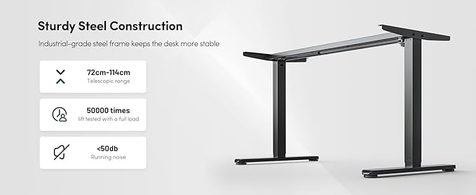 FEZIBO 55 x 24 Inch Height Adjustable Electric Standing Desk with Double Drawer, Stand Up Desk with Storage Shelf, Sit Stand Desk, Black