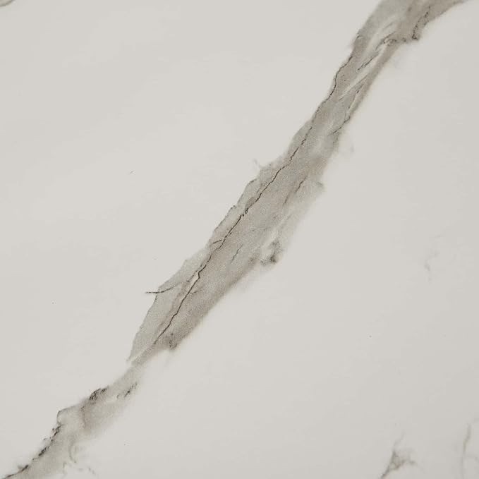 Rectangle Coffee Table for Living Room, Mid-Century Modern Design, L41 x W21 x H17, 2-Tier Structure, Clear Glass Top and White Marble Finish Wood Shelf, Conical Legs with Gold Finish