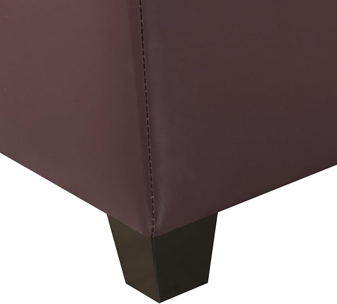 Joveco 47 Inch Storage Ottoman Bench,Tufted Leather Storage Bench with Nailhead Trim for Bedroom (47”,Auburn)