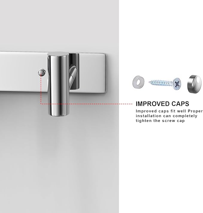 VAEHOLD Hat and Coat Wall Mount Rack - Hooks for Robes, Bags, Keys, and Towels - Bathroom Towel Hanger Organizer (Polished Chrome, “T“ Shape 3 Hooks 2 Pack)