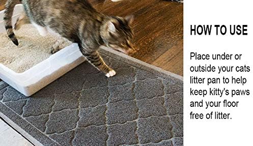 Cat Litter Mat, XL Size 47"X36" Litter Mat, Durable Trapping Rug, Non-Slip and Waterproof, Easy to Clean,Traps Litter from Litter Box(Extra Large Gray Khaki)