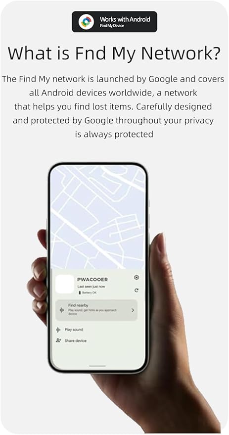 Android Mini Tracker Smart Tags localizador Locator Works with Google Find My Device (Android Only), for Wallet Car Luggage Vehicle Motorcycle Tracking Device Worldwide,Waterproof Not GPS Tracker