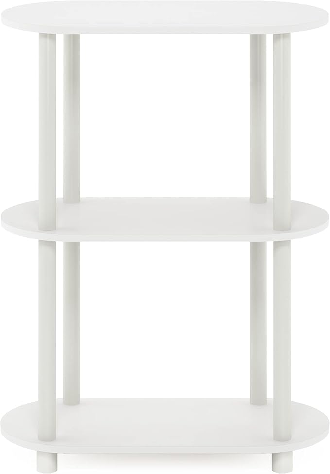 Furinno Turn-N-Tube No Tools 3-Tier Modern Oval Side Display Rack, White/Virgin White