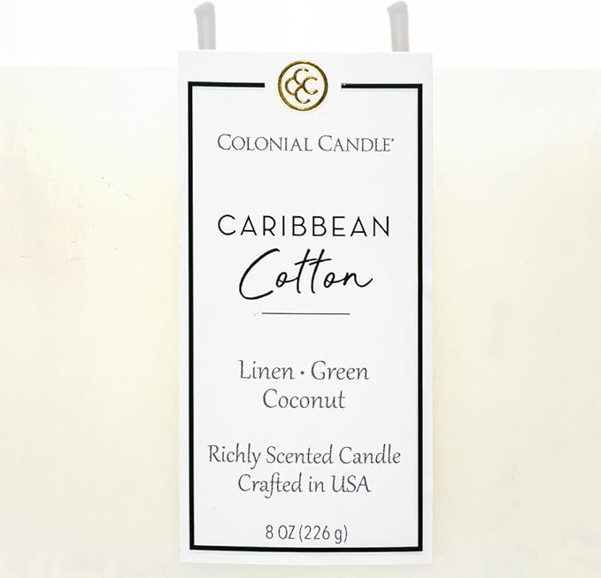 Colonial Candle Caribbean Cotton Scented Candle Jar, Highly Fragranced Candles for Home Scented, Mottled Wax Candle, 2 Wick, 8 oz - Made in The USA