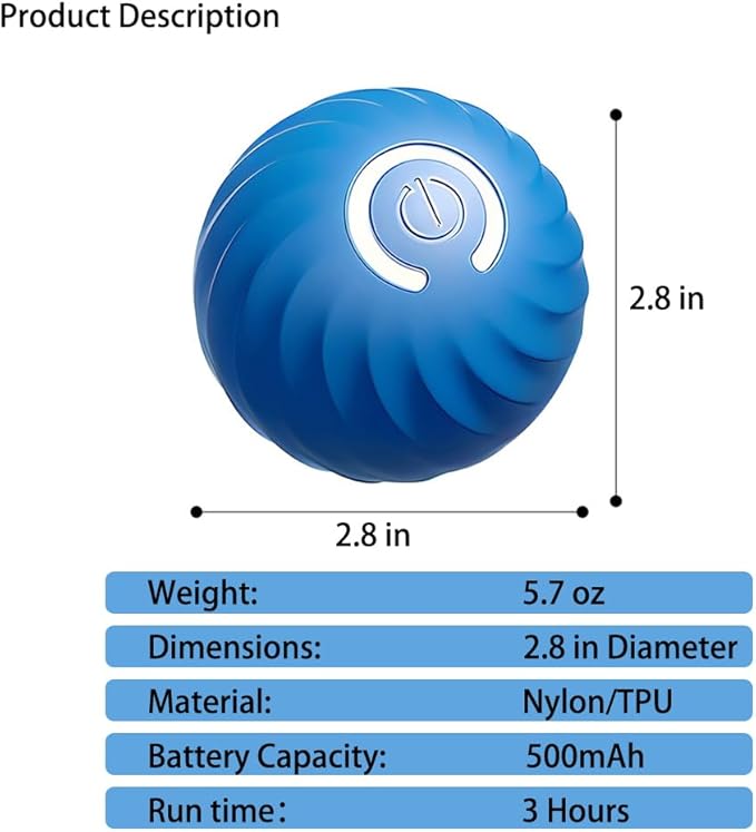 Smart Interactive and Treat Dispenser Auto Rolling Ball, Dual Modes,USB-C Rechargeable, Durable Pet Safe Design,for Small Or Medium Dogs and Cat (Blue Ball Orange Replacement Shell)
