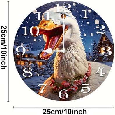Christmas Goose Wall Clock Large Silent Non-Ticking Battery Operated Modern Clocks for Living Room Decor/Bedroom/Office (10x10 in)