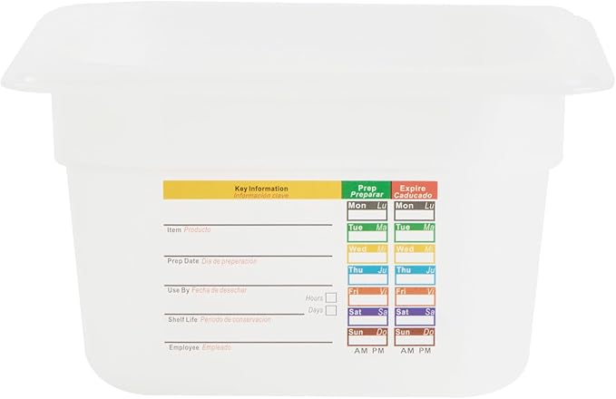 Restaurantware Food Pans Pack of 10 Plastic Square Food Containers 1/6 Size with Traceability Label, Storage Containers Dishwashable Hot Cold Friendly for Restaurants Buffet Commercial Use