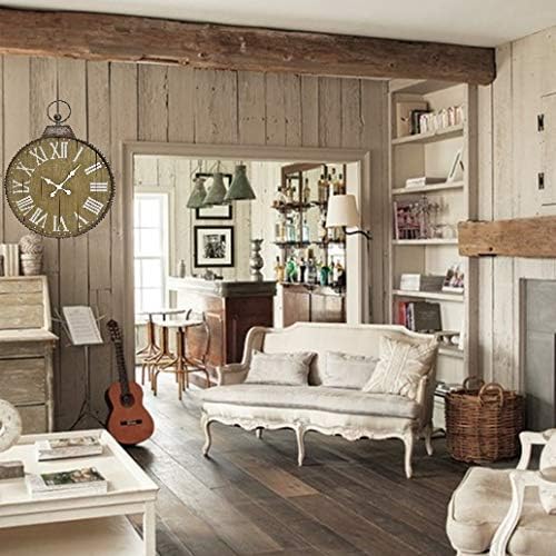 Oldtown 29" x 24" Hanging Ring Farmhouse Vintage Pocket Watch Country Style Wall Clock