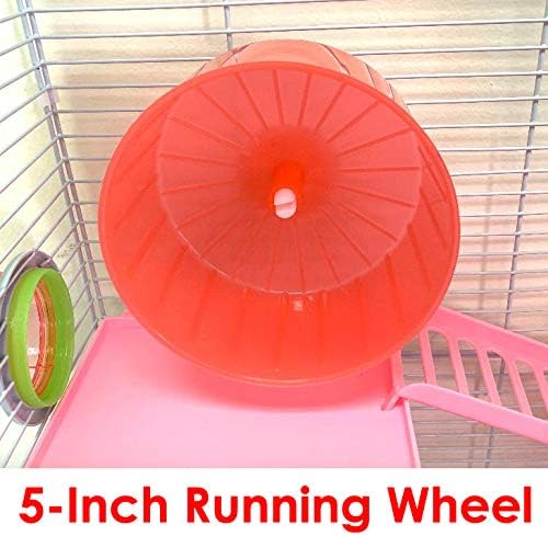 Pink Large Twin Tower 5-Floor Habitat Hamster Mansion Rodent Gerbils Mouse Mice Small Animal Home Cage with Top Crossing Tube Tunnel Expandable and Customizable