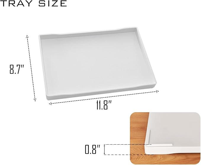 White Serving Tray (11.8 x 8.7 inch) for Serving Accessory, Spa, Coffee, Drinks, Wine, Tea, Bar, Party, Seasoning, Perfume and Display Use.