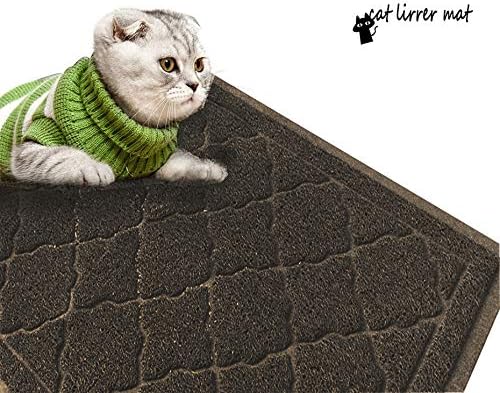 Cat Litter Mat, XL Size 47"X36" Litter Mat, Durable Trapping Rug, Non-Slip and Waterproof, Easy to Clean,Traps Litter from Litter Box(Extra Large Gray Khaki)