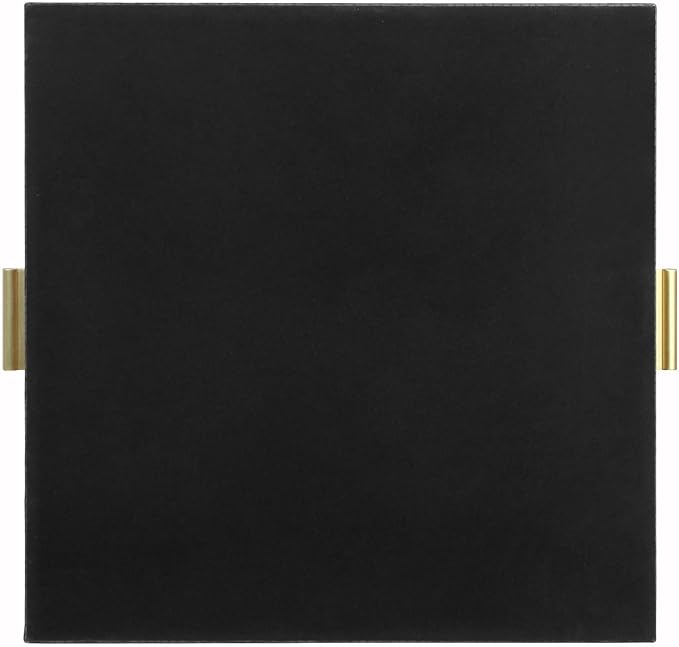 HofferRuffer Elegant Decorative Serving Tray, 20"x20" Square Faux Leather Ottoman Tray with Gold Hardware Handles, Coffee Table Serve Tea, Coffee or Breakfast (Black)