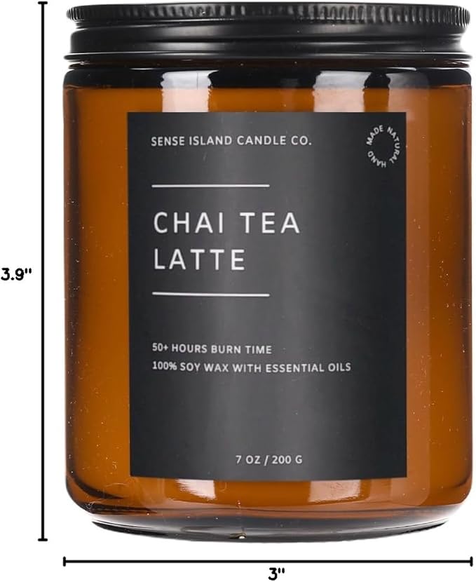 Chai Tea Latte Scented Fall Candle 100% Soy Wax 50+ Hrs Burn Time Highly Scented Aesthetic Candle Gifts for Women and Men