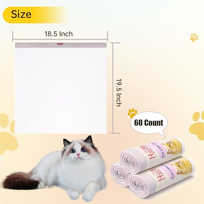 60 Count Self-Cleaning Litter Box Liners compatible with MW-SCO1/MW-SC02/MW-LR01 - Leakproof & Odor-Control Design, 2x Thicker Material Than Standard Liners, Automatic Cat Litter Box Accessories