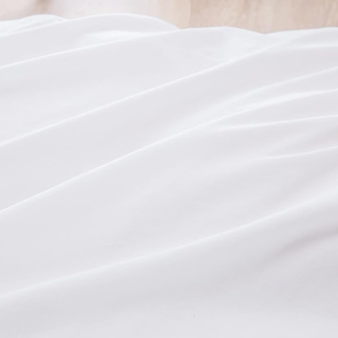 BESTOUCH Duvet Cover Set 100% Washed Cotton Linen Feel Super Soft Comfortable Chic Lightweight 3 PCs Home Bedding Set Solid Bright White Super King