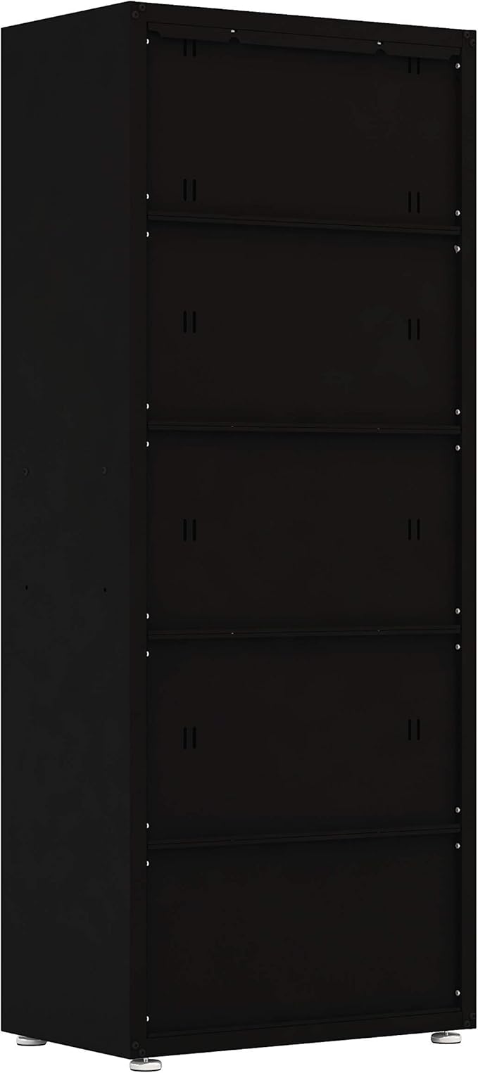 Home Tall Steel Storage Cabinet w/Lock & Key, Two Door Garage/Office/Classroom Cabinet, Removable Shelf, Pivot Hinges, 18.2" L 30.3" W 5.4" H (Black)