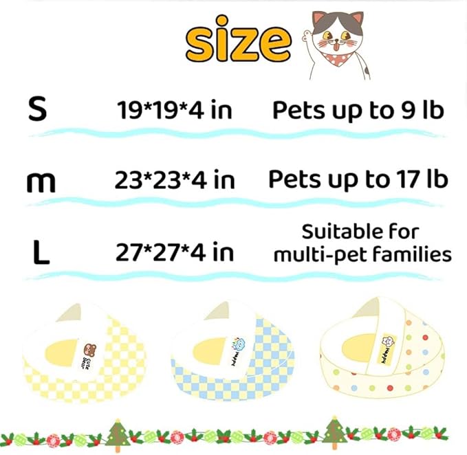 Plush Cat Bed for Indoor Cats,Calming Cozy Cave with Self-Warming,Cat Cave Pet Sleeping Bag for Puppy and Kitty,Shell Shaped Washable Pet Bed for Small Cats & Dogs (Colorful,S-19 x 19 x 4 in)