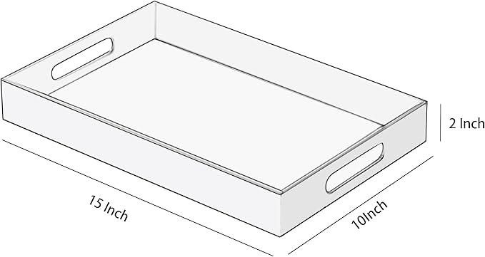 Clear Acrylic Serving Tray with Handles-Butler Trays for Coffee Table, Snacks,Breakfast in Bed, Kitchen Countertop,Vanity,Makeup Organizer,Ottoman (Clear, 10x15 Inches)