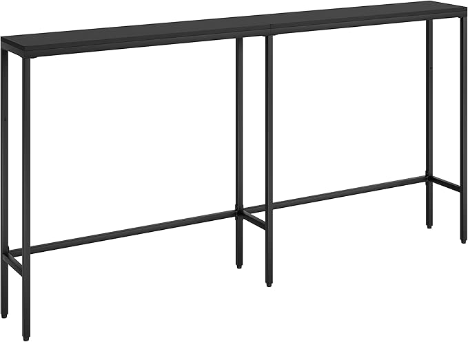 63" Console Table,Modern Narrow Long Sofa Table Behind Couch,Skinny Entry Table with Black Metal Frame for Living Room, Hallway,Classic Black