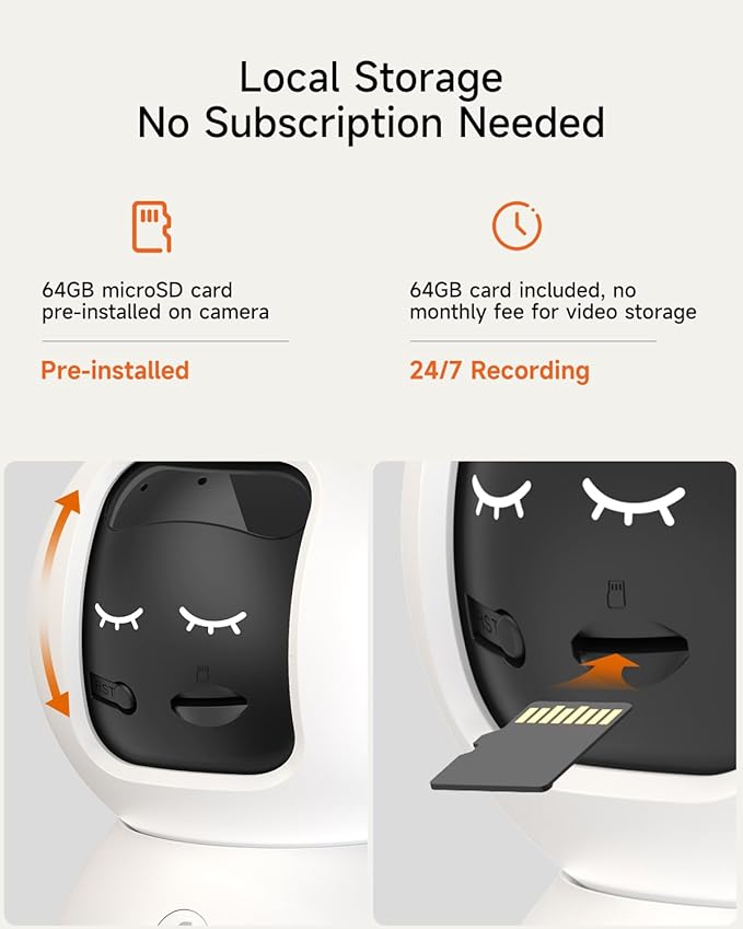 Indoor Camera, 3K Security Camera with 64GB Card, Dog/Cat/Pet Camera, 5G 2.4G Wi-Fi, Human/Pet/Facial AI Detection, 360 Pan Tilt Auto Tracking, 5MP Night Vision, Privacy Mode, Two-Way Audio