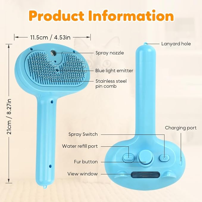 Pet Steam Brush for Dog and Cat, 2025 New 3 in 1 Steam Grooming Brush for Shedding and Hair Removal, Self Cleaning Spray Comb with Mist, Pet Spray Hair Removal Comb for Long Haired Pets (Pink)