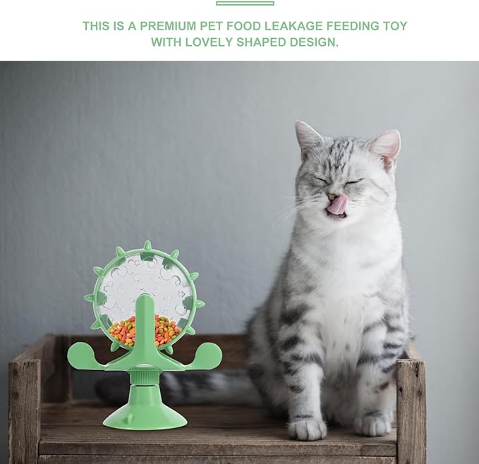 2pcs Interactive Pet Treats Dispenser Toy: 360 Degree Rotating Windmilt Feeding Windmill Dispenser Interactive Slow Food Toy for Cats and Dogs Enhances Iq Relieves Promotes Healthy Eating