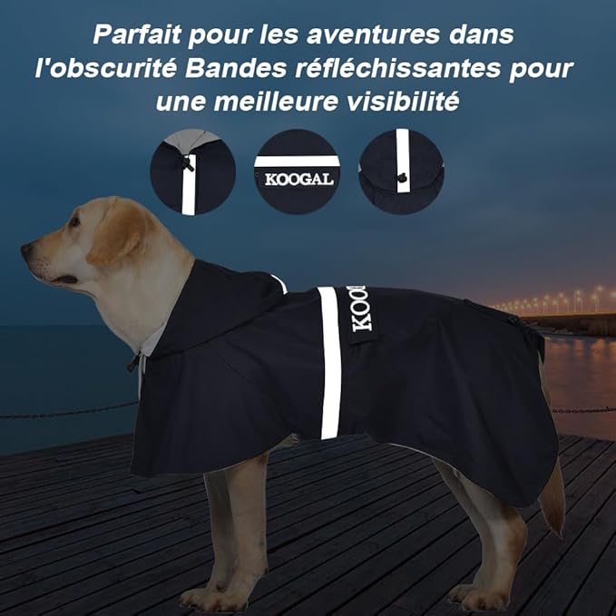 Pet Large Dog Raincoat Apparel Poncho Waterproof for Medium Large Sized for Dog Raincoat Clothes (Navy Blue, 6XL)