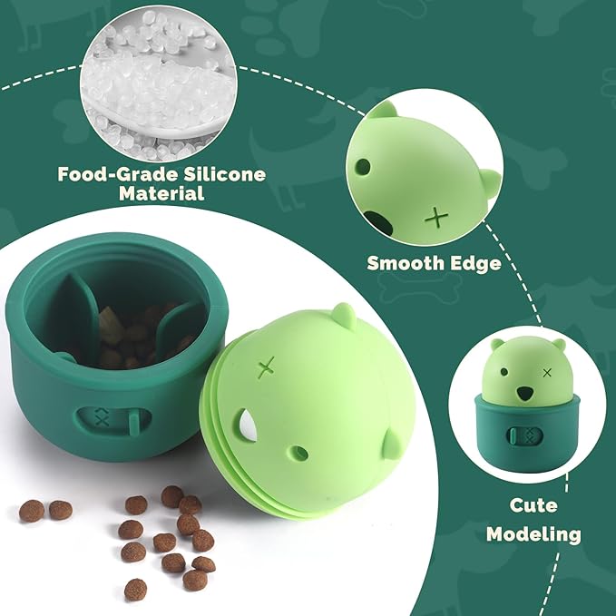Silicone Dog Slow Feeder Toy - Interactive Puzzle Feeder & Food Dispenser for Small & Large Dogs - Enrichment Toys for Mental Stimulation - Fun Puppy Chew Toys & Cat Treat Dispenser to Keep Pets Busy