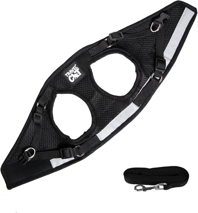 Travel Cat Harness and Leash Set - Adjustable Fit Mesh Cat Harness and Reflective Strap - Comfort Walking Vest for Kitten for Outdoor Walking, Hiking (Medium, Black)